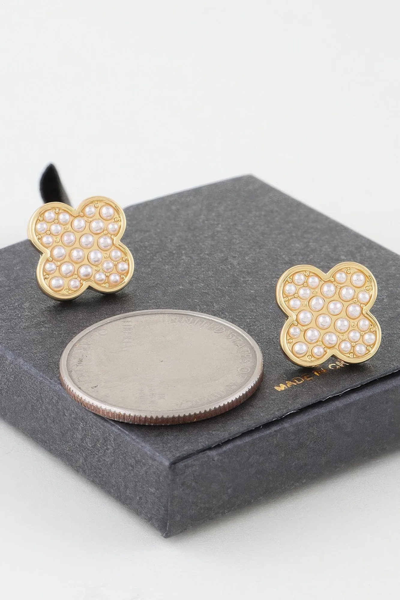 Pearled Clover Stud Earrings