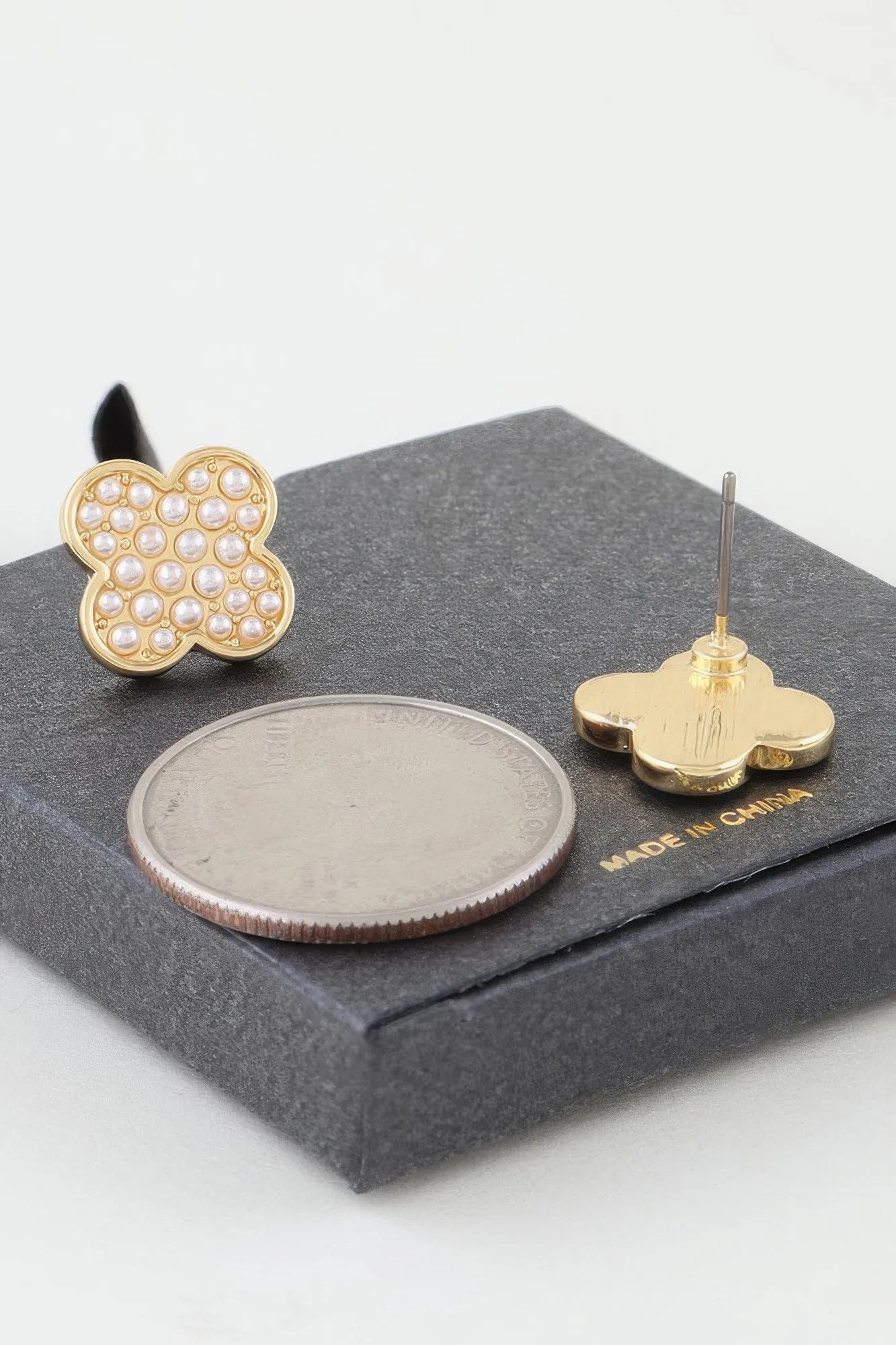 Pearled Clover Stud Earrings