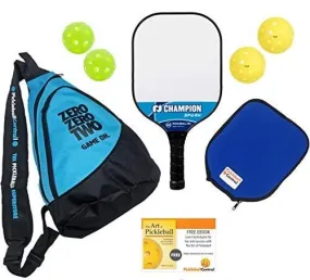 Pickleball Gift Bundle | Gifts for Him | Champion Spark Composite Pickleball Paddle   Sling Pickleball Bag   Paddle Cover   Outdoor & Indoor Pickleballs   Digital Book Download (for Him - Blue)
