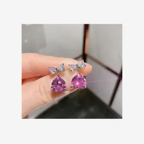 PINK CRYSTAL HEART EARRINGS