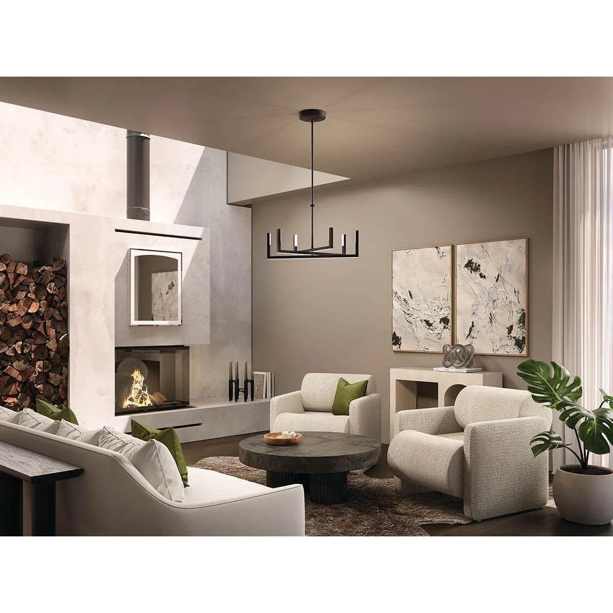 Priam 28 in. LED Chandelier Matte Black finish