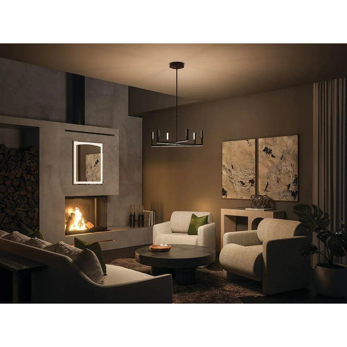 Priam 28 in. LED Chandelier Matte Black finish