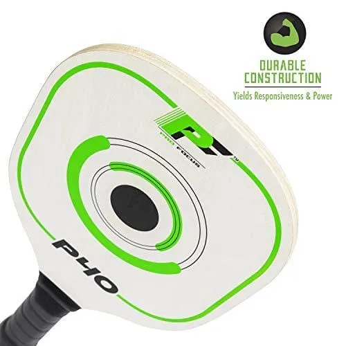 Pro Focus Pickleball Paddles P40 Doubles Pickleball Paddle Set - Features Premium Durable Wood Material with Cushioned Grip