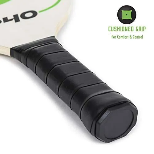 Pro Focus Pickleball Paddles P40 Doubles Pickleball Paddle Set - Features Premium Durable Wood Material with Cushioned Grip