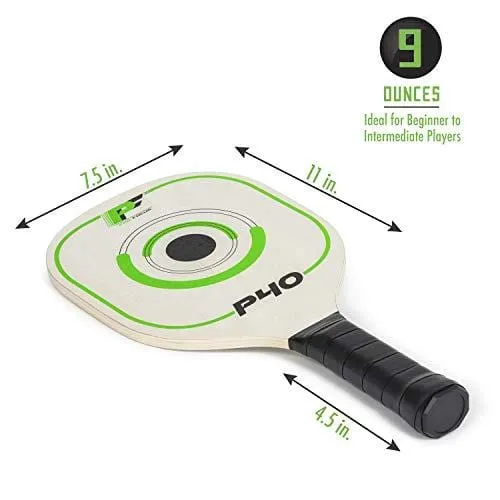 Pro Focus Pickleball Paddles P40 Doubles Pickleball Paddle Set - Features Premium Durable Wood Material with Cushioned Grip