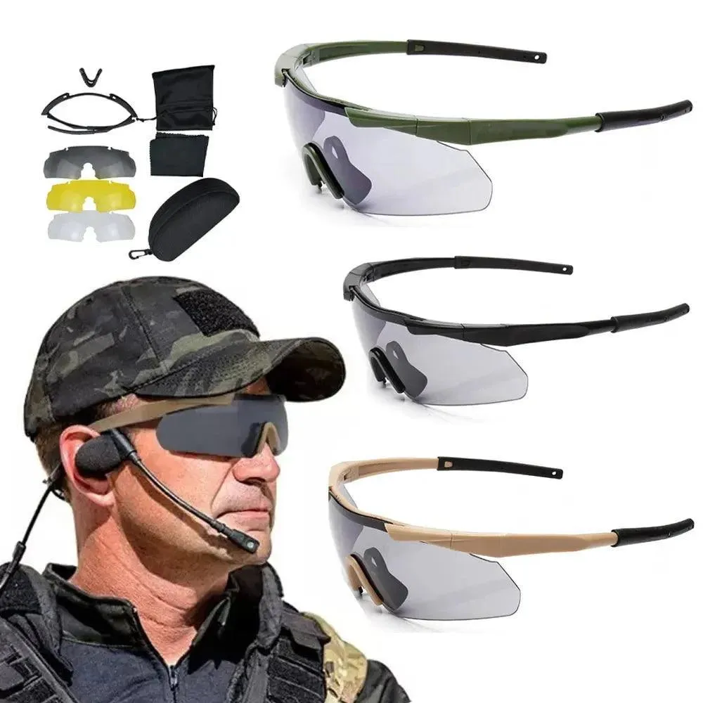 Protective Glasses – Durable Polycarbonate Design with Interchangeable Lenses, UV400 Protection, and Full Coverage for Outdoor Activities