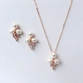 "Adonna" - Pearl Bridal Jewelry Set - Available in Silver, Rose Gold and Yellow Gold
