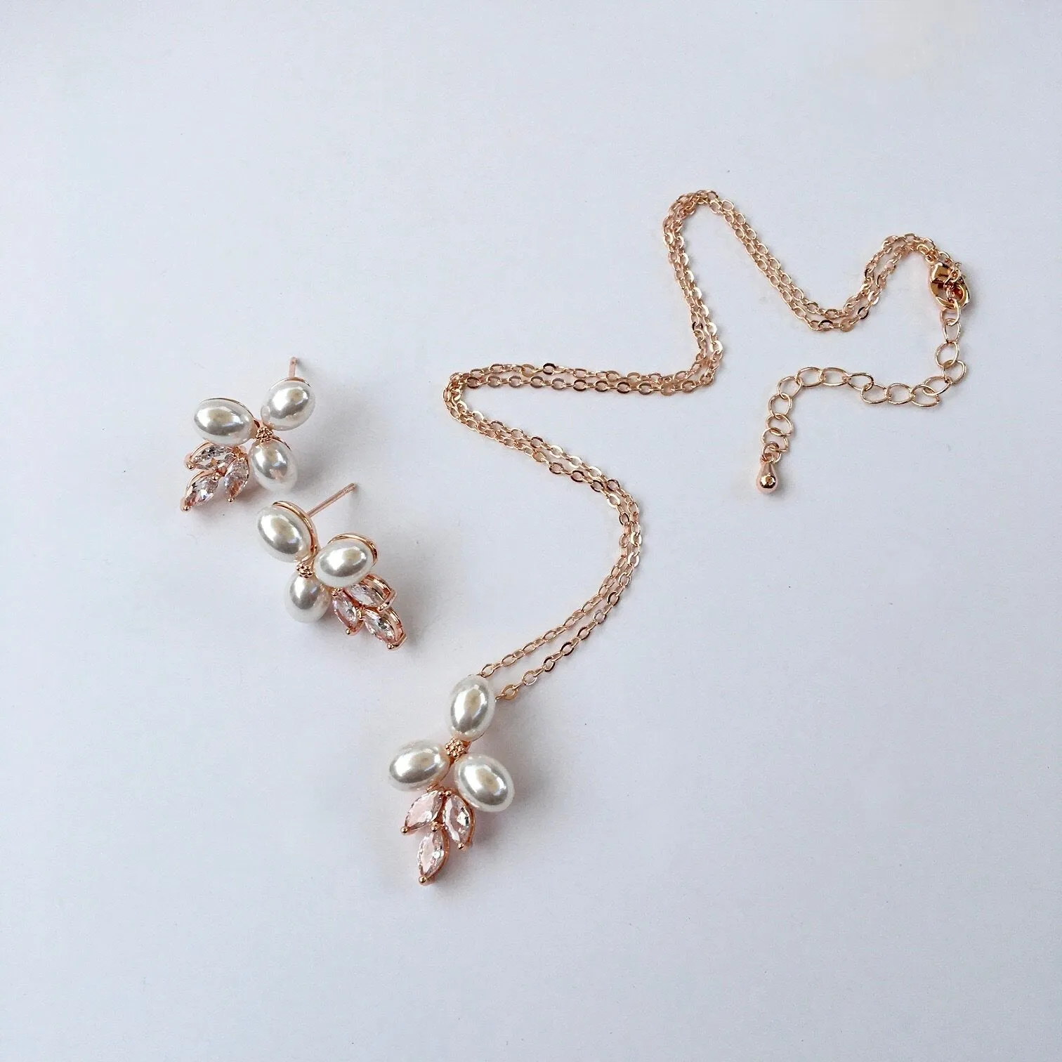 "Adonna" - Pearl Bridal Jewelry Set - Available in Silver, Rose Gold and Yellow Gold