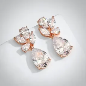 "Arista" - Cubic Zirconia Bridal Drop Earrings - Available in Rose Gold and Silver