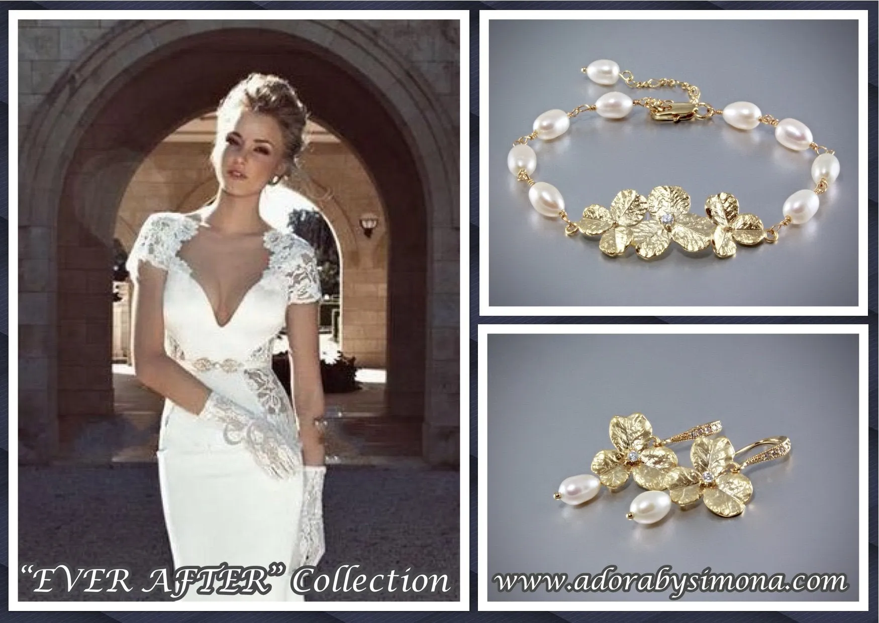 "Blush" - Pearl Bracelet and Earrings Set - Available in Yellow Gold and Silver