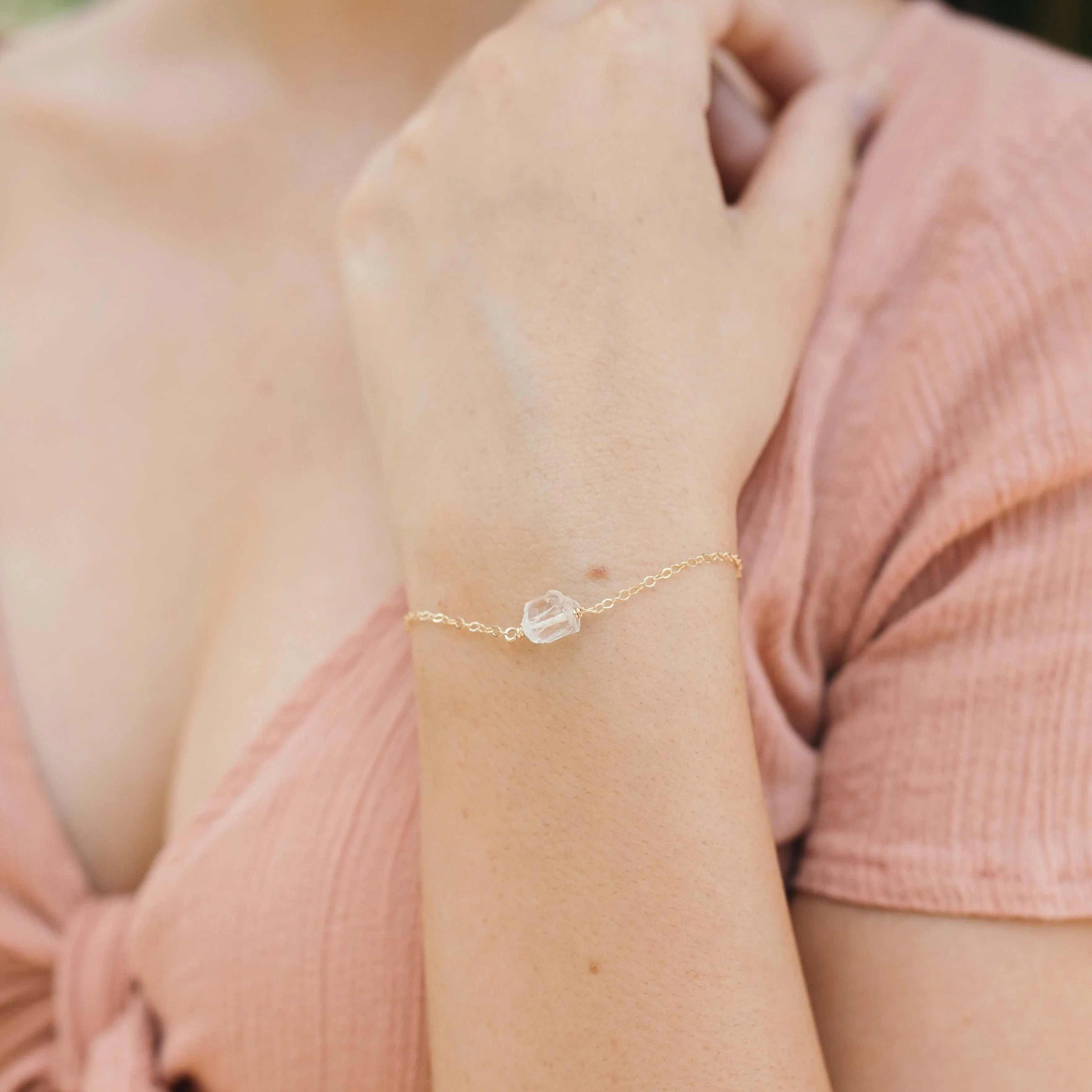 Raw Crystal Quartz Crystal Nugget Bracelet