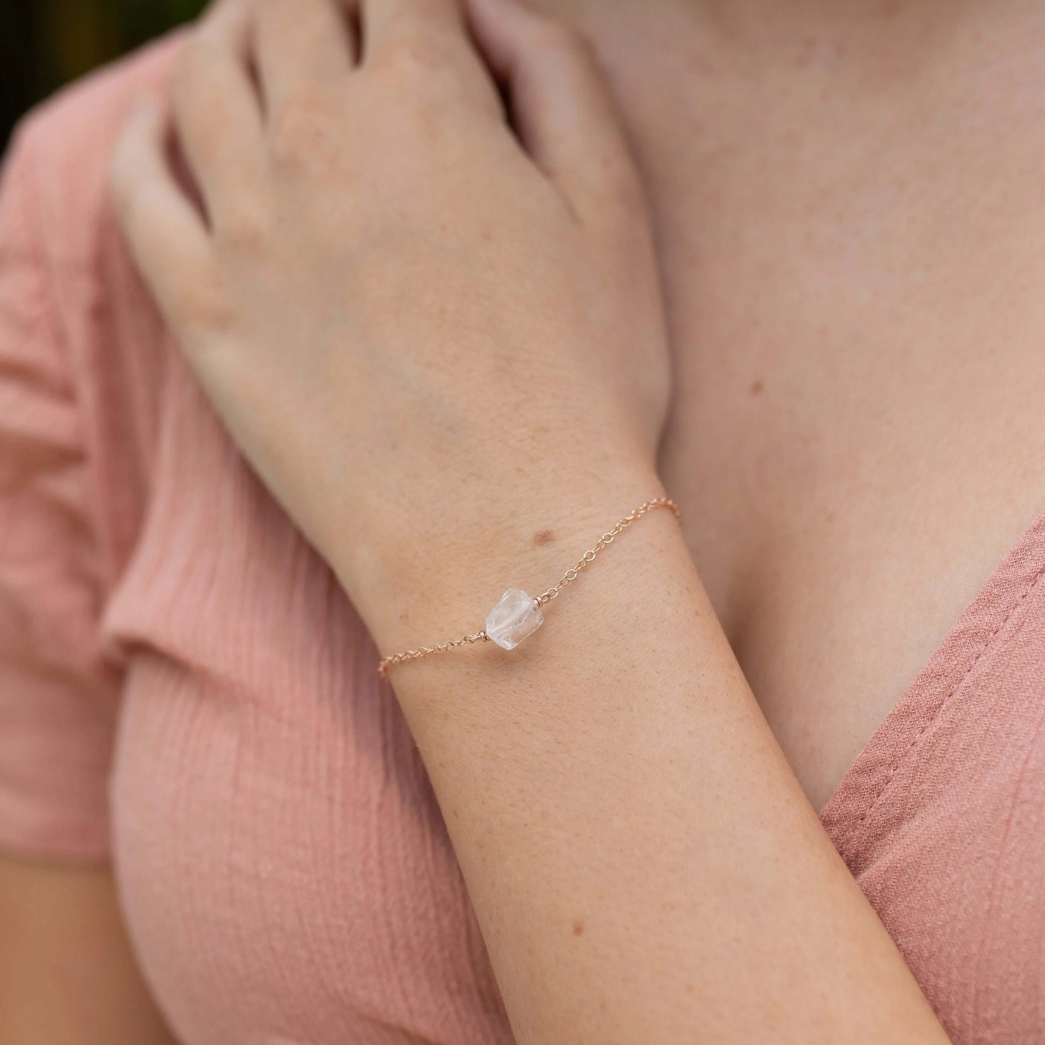 Raw Crystal Quartz Crystal Nugget Bracelet