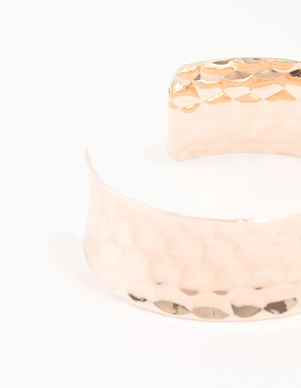 Rose Gold Plated Wide Hammered Wrist Cuff