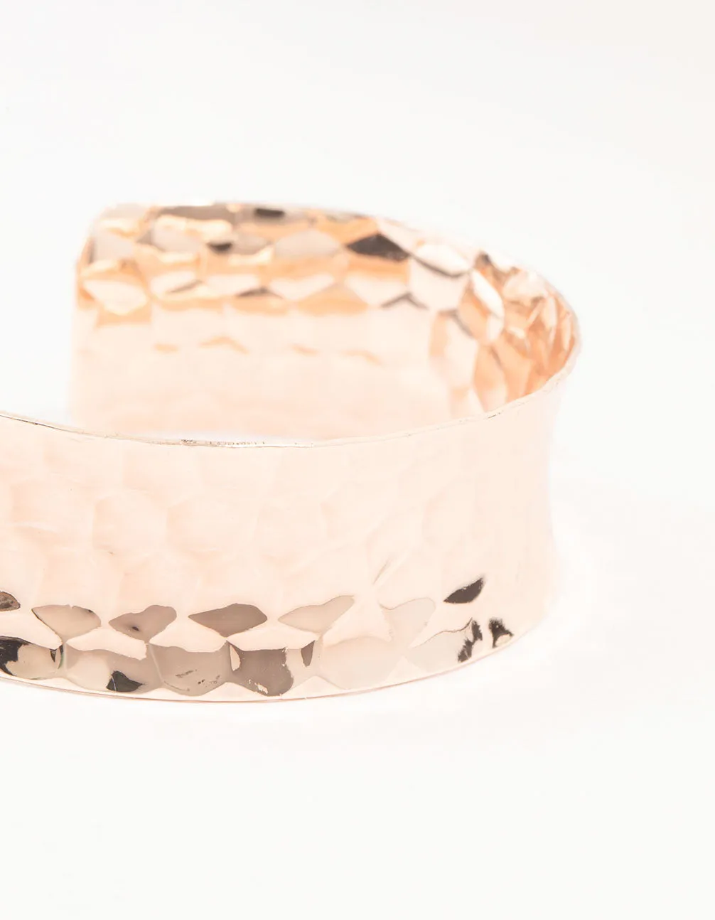 Rose Gold Plated Wide Hammered Wrist Cuff