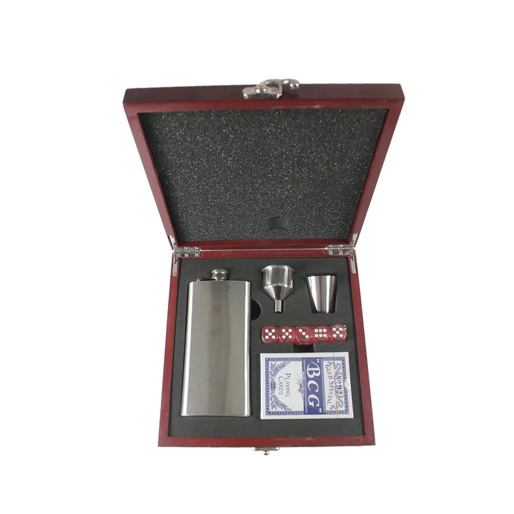 ROSEWOOD FLASK GIFT SET WITH CARDS
