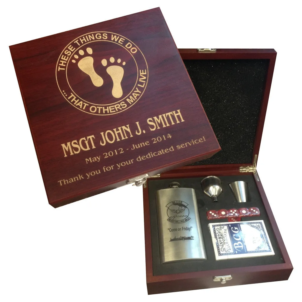 ROSEWOOD FLASK GIFT SET WITH CARDS