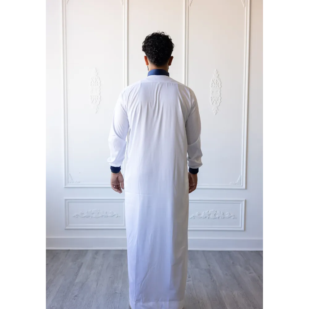 Saudi Collar Caligraphy Design - (White & Sapphire)