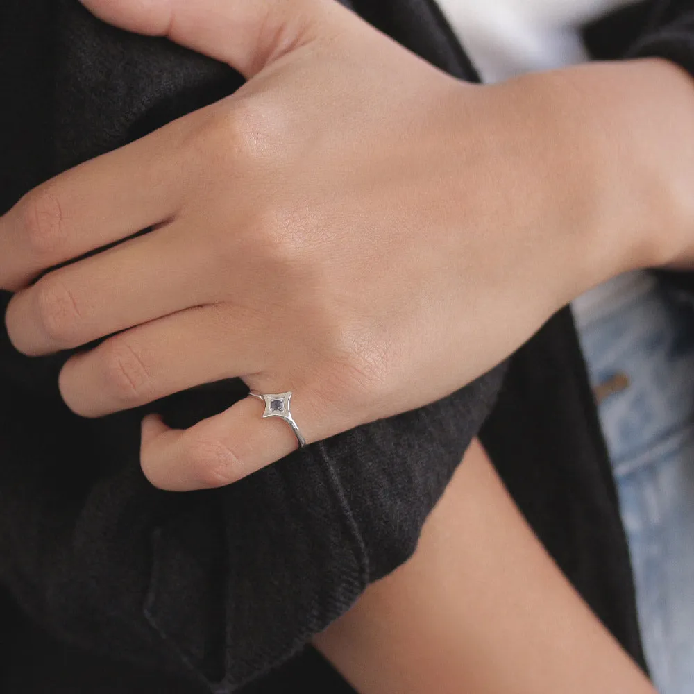 Silver Tone Star Pinky Ring