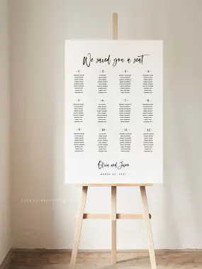 Simple Modern Wedding Seating Chart  | PDF Template