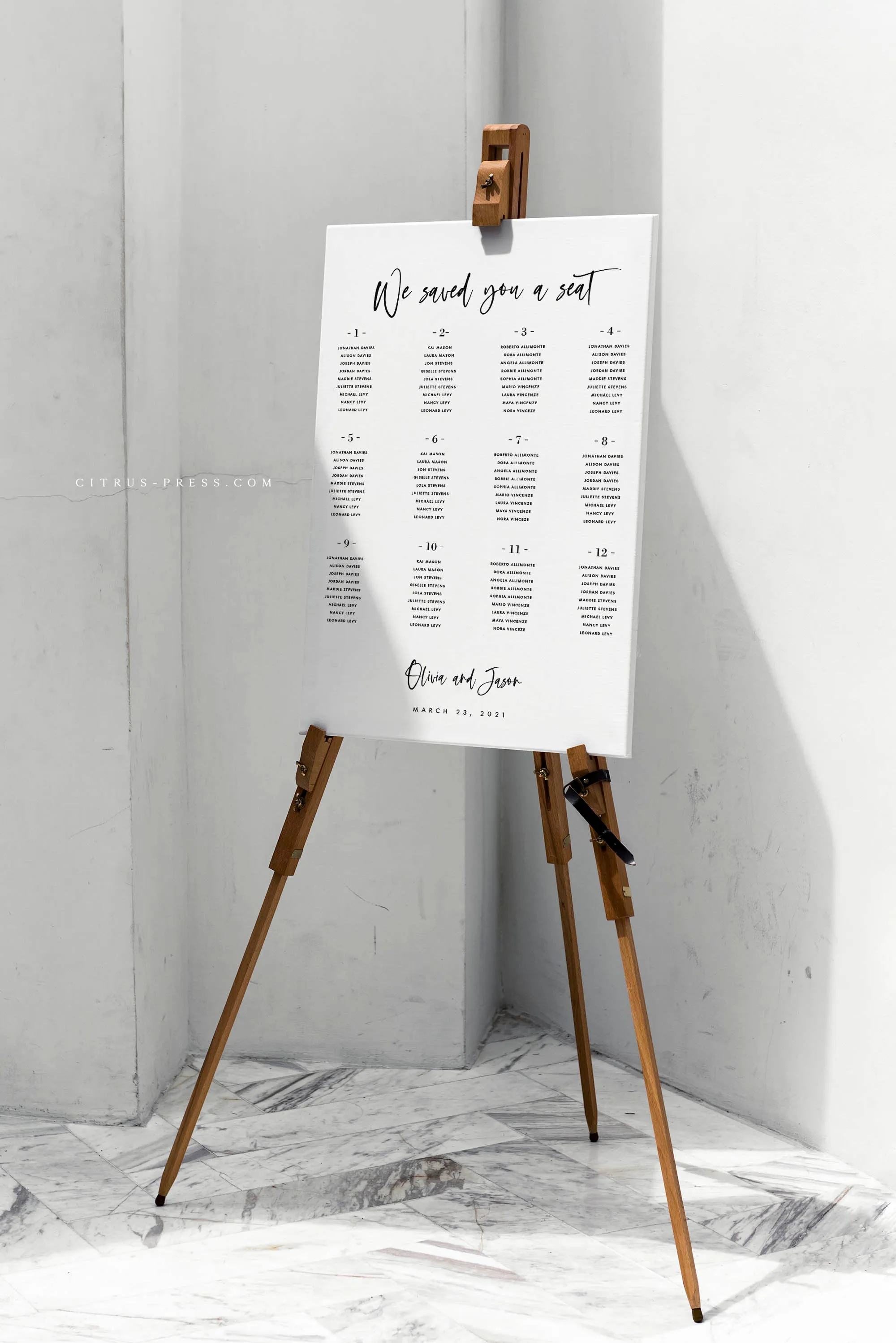 Simple Modern Wedding Seating Chart  | PDF Template