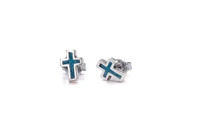 Simple Turquoise Cross Studs