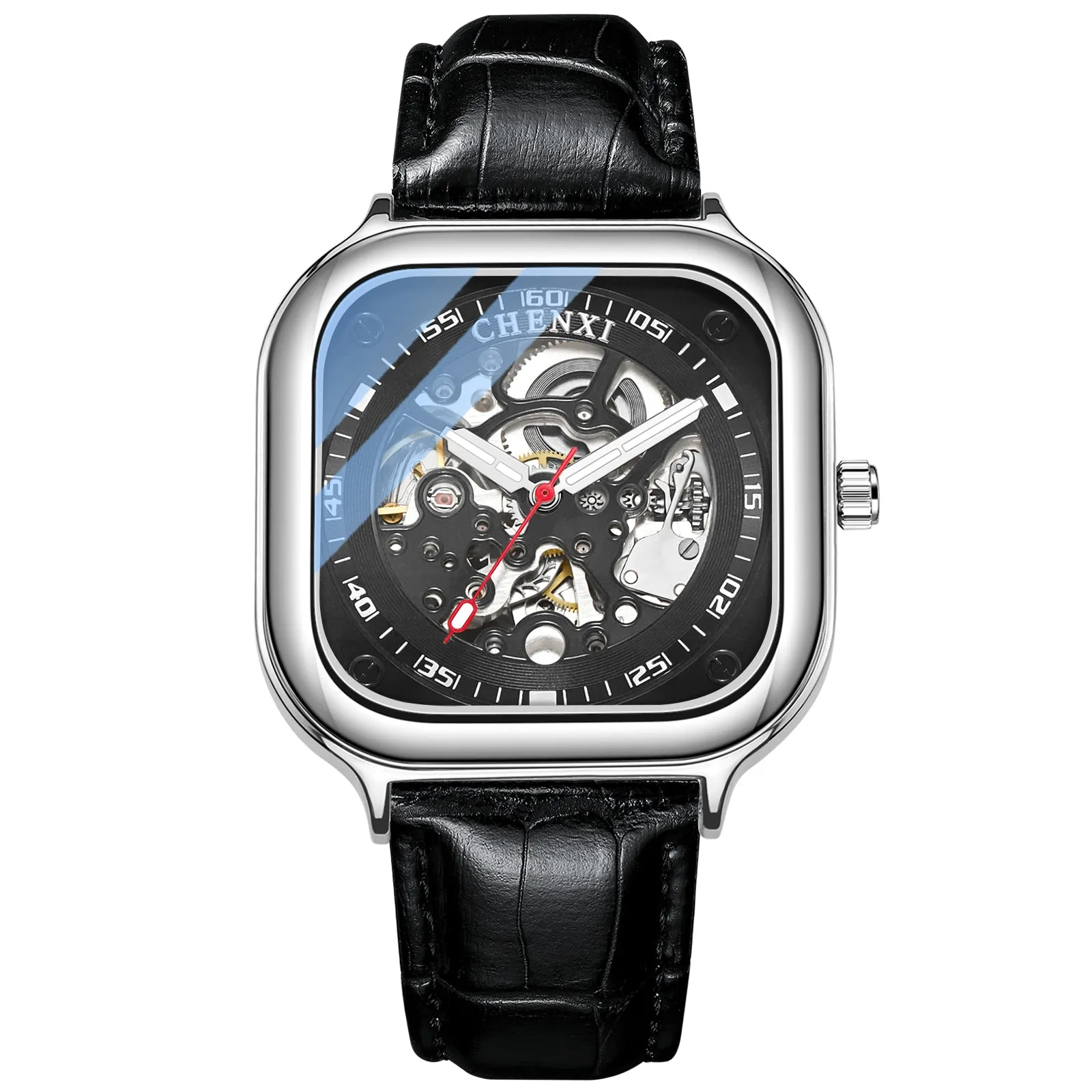 Square waterproof hollow mechanical watch W28CX88810A