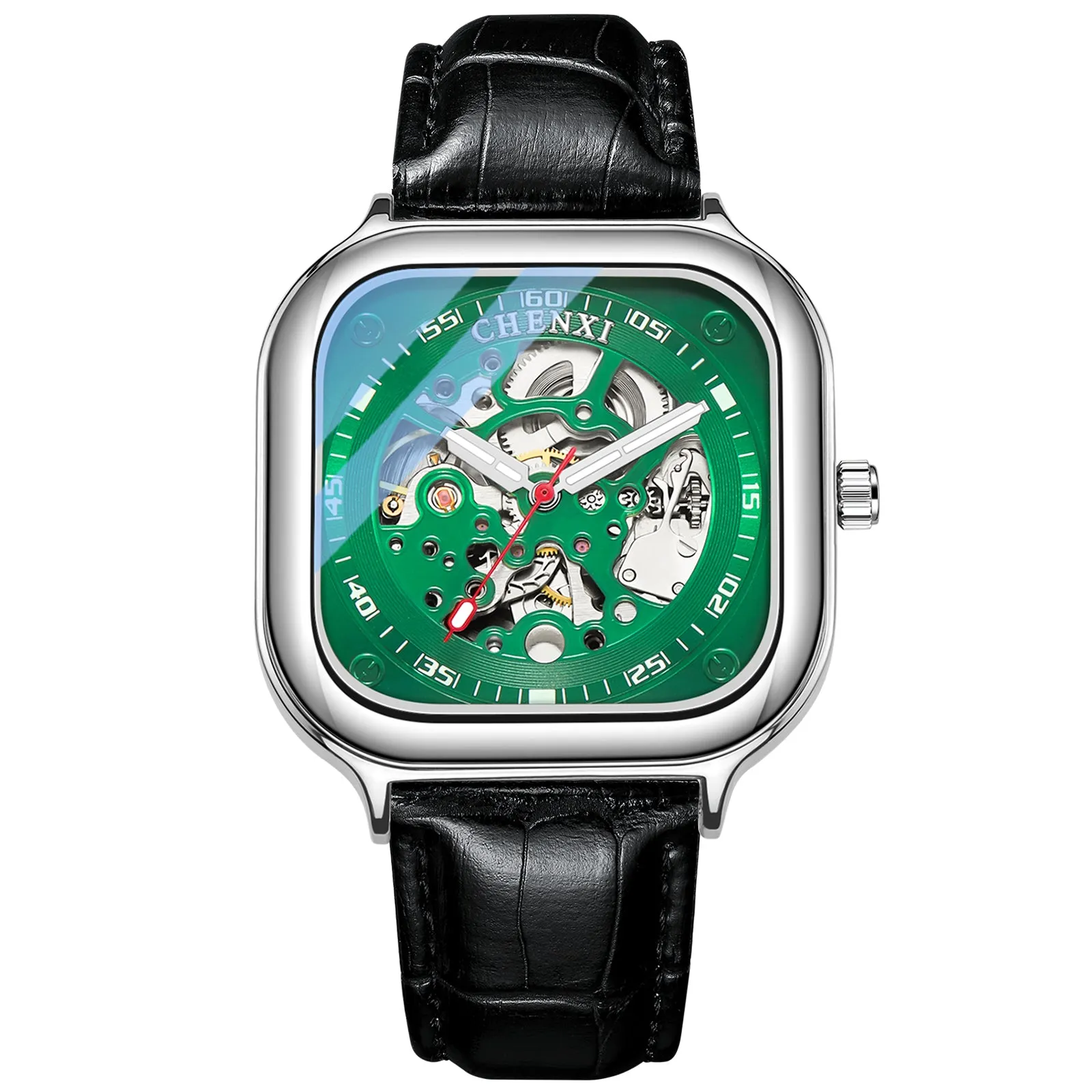 Square waterproof hollow mechanical watch W28CX88810A
