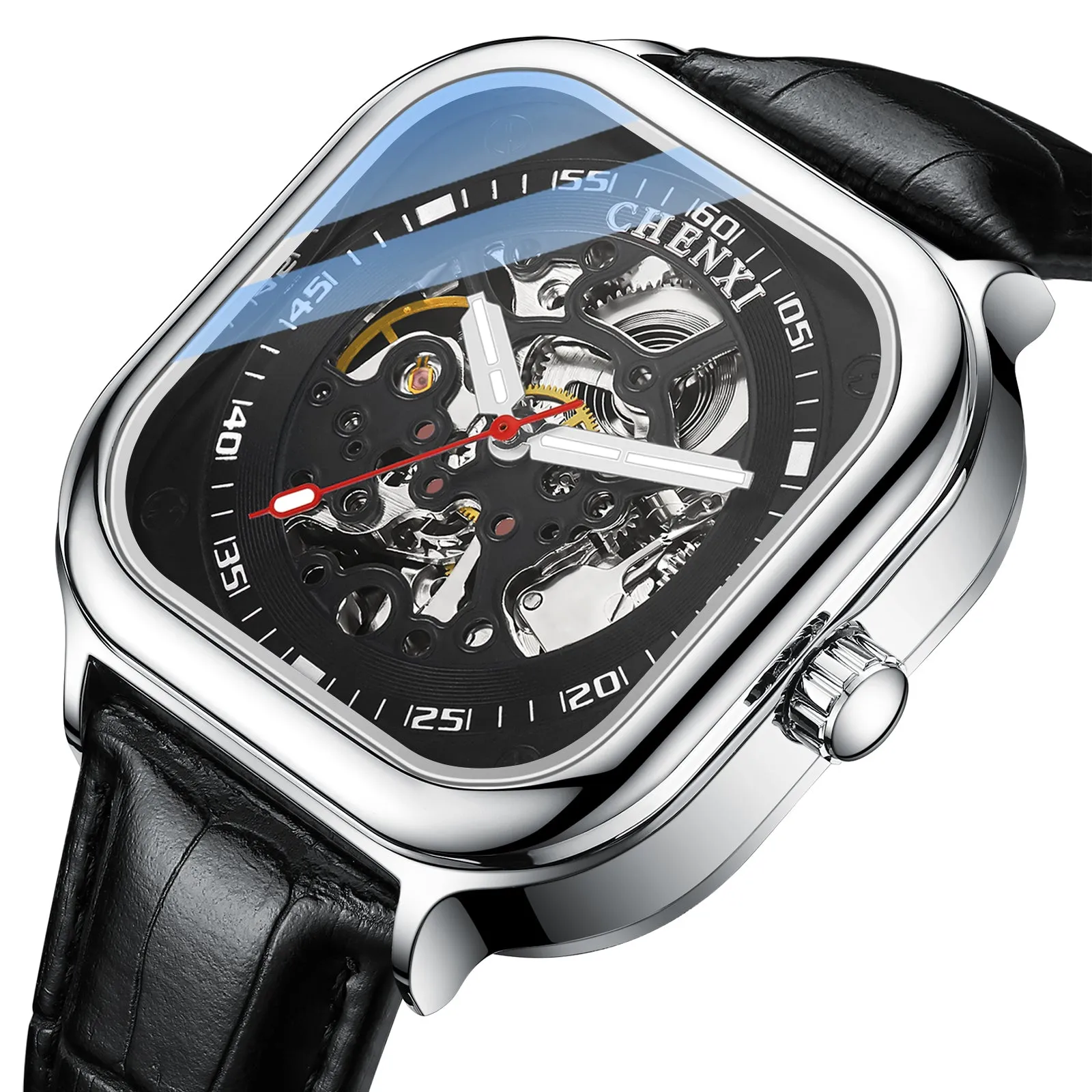Square waterproof hollow mechanical watch W28CX88810A