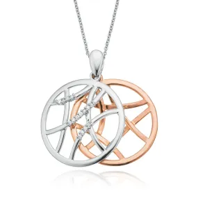 Stainless Steel Rose Plated Round Cut 0.07 Carat tw Diamond Pendant