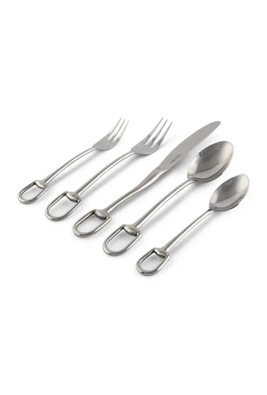 Stirrup Five Piece Flatware Set - Stainless Steel Matte Silver