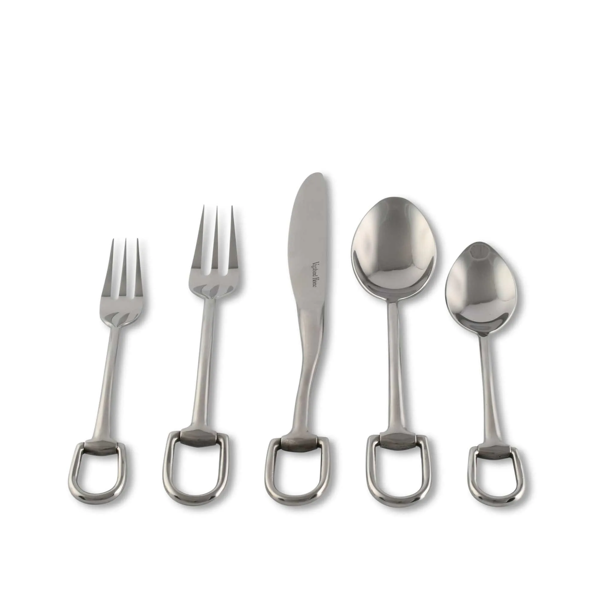 Stirrup Five Piece Flatware Set - Stainless Steel Matte Silver
