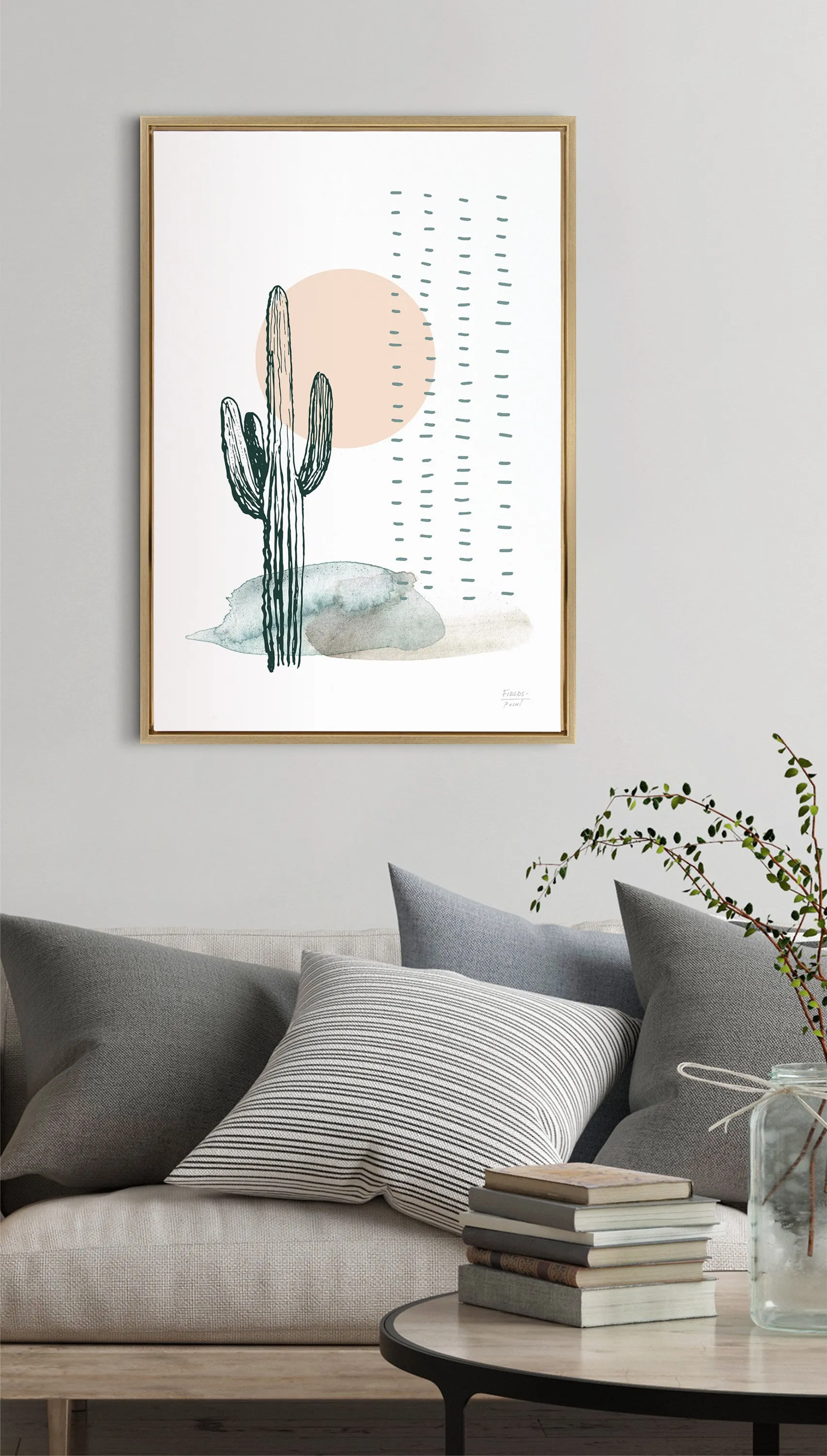 Sylvie Desert Cactus Framed Canvas by Statement Goods