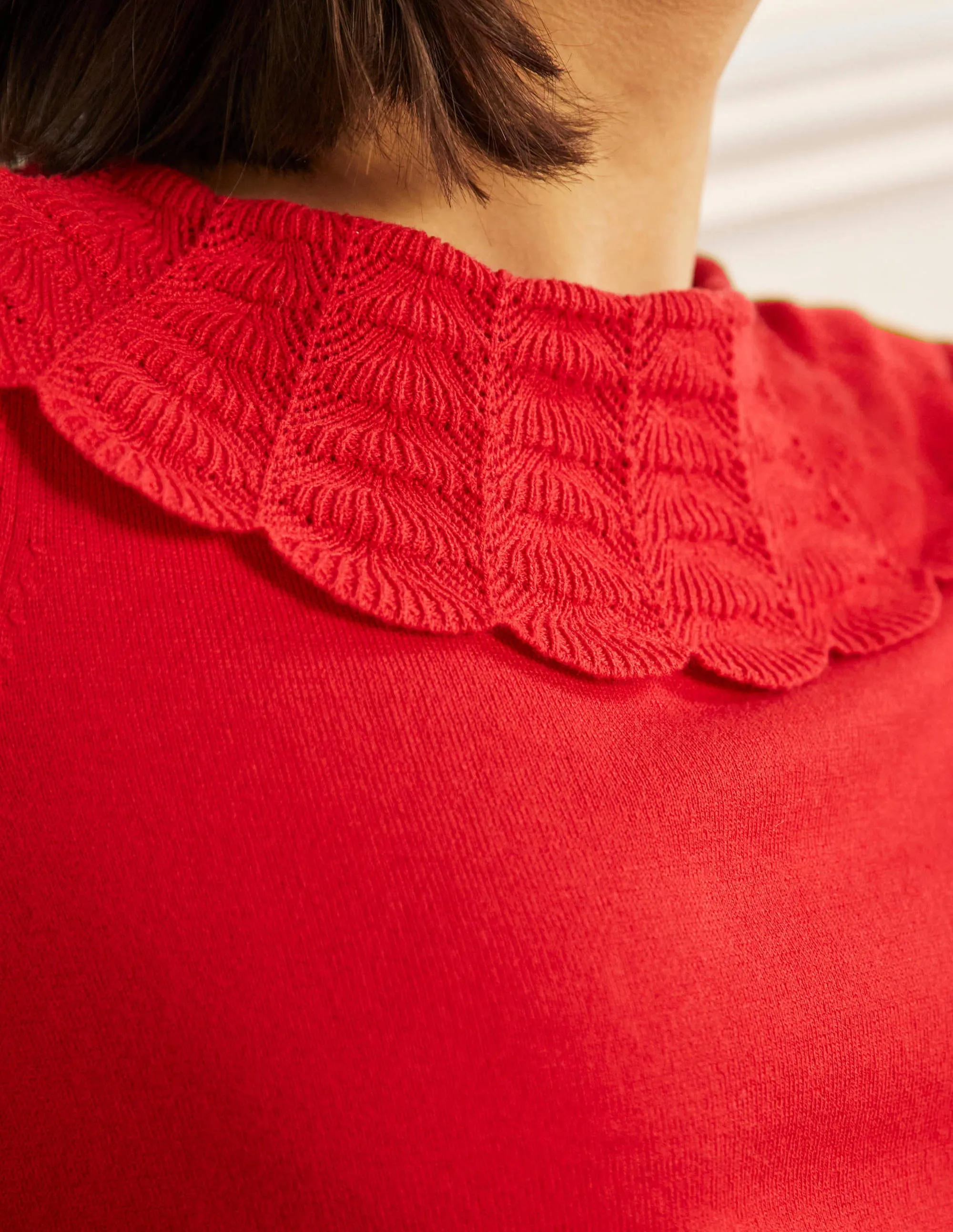 Tie Back Collar Jumper-Red