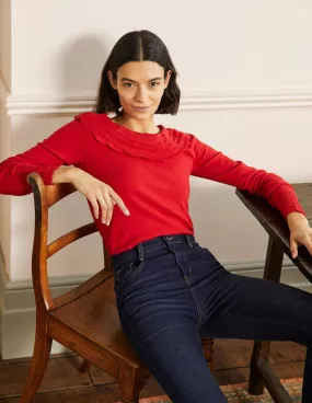 Tie Back Collar Jumper-Red