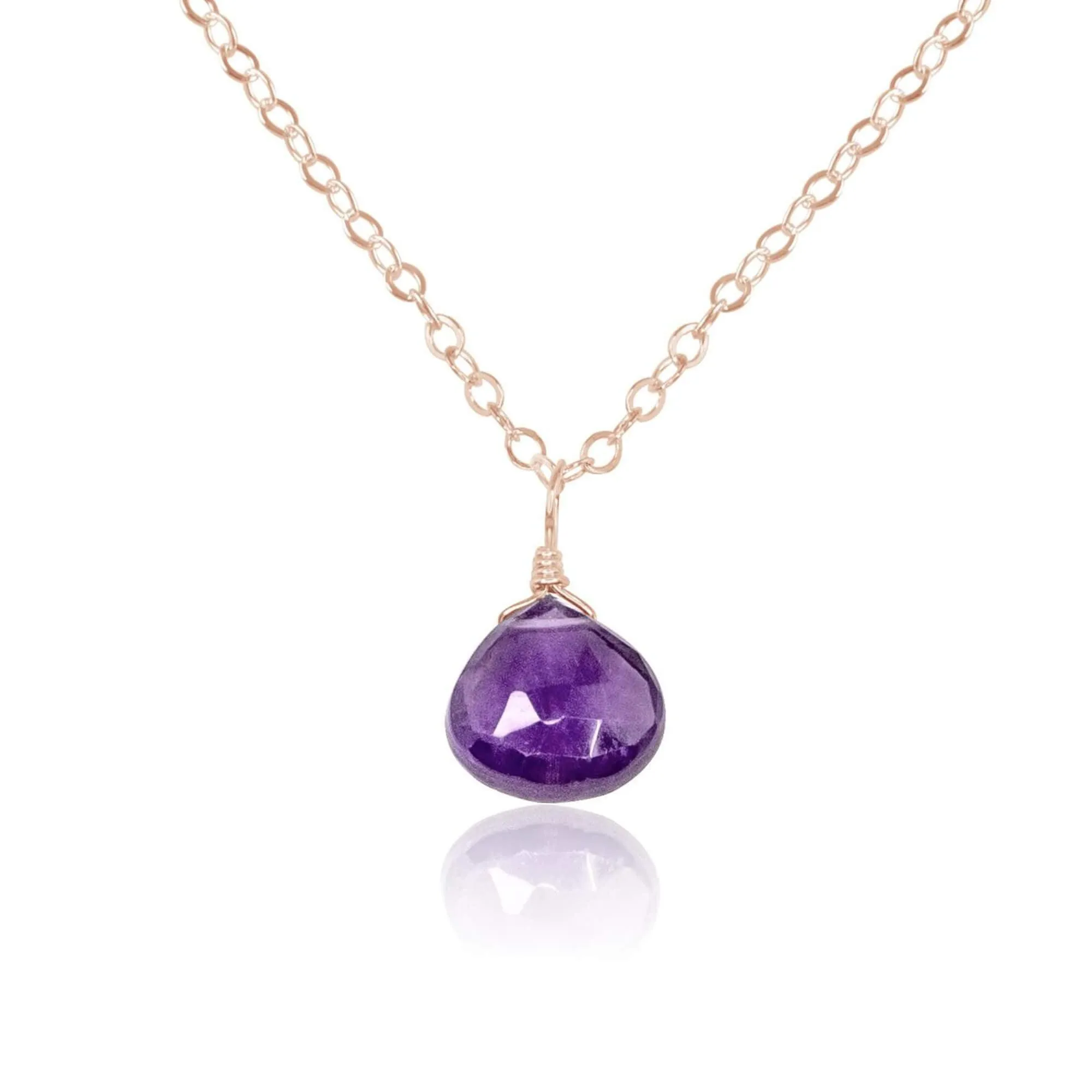 Tiny Amethyst Teardrop Crystal Necklace