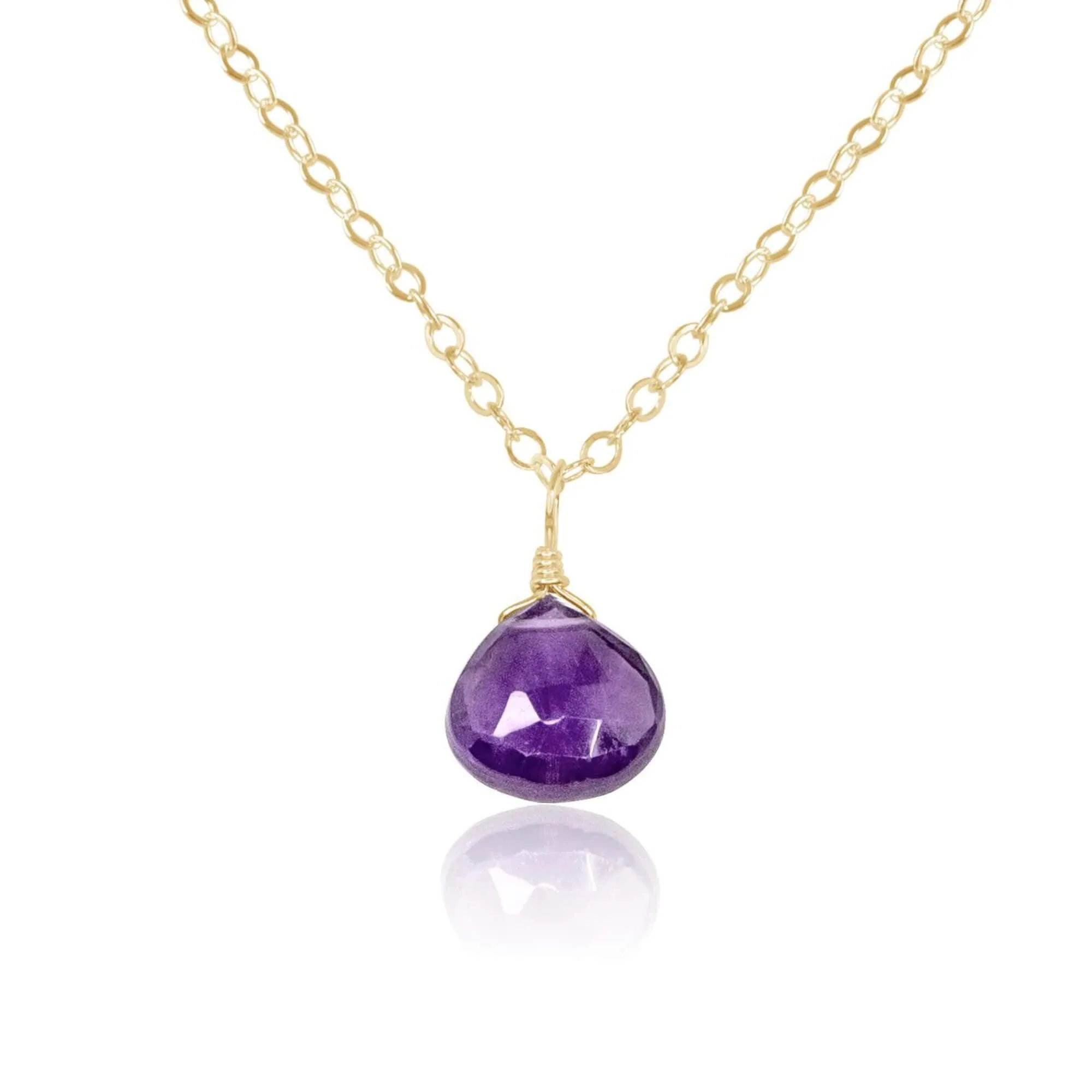 Tiny Amethyst Teardrop Crystal Necklace