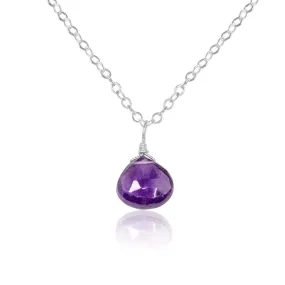 Tiny Amethyst Teardrop Crystal Necklace