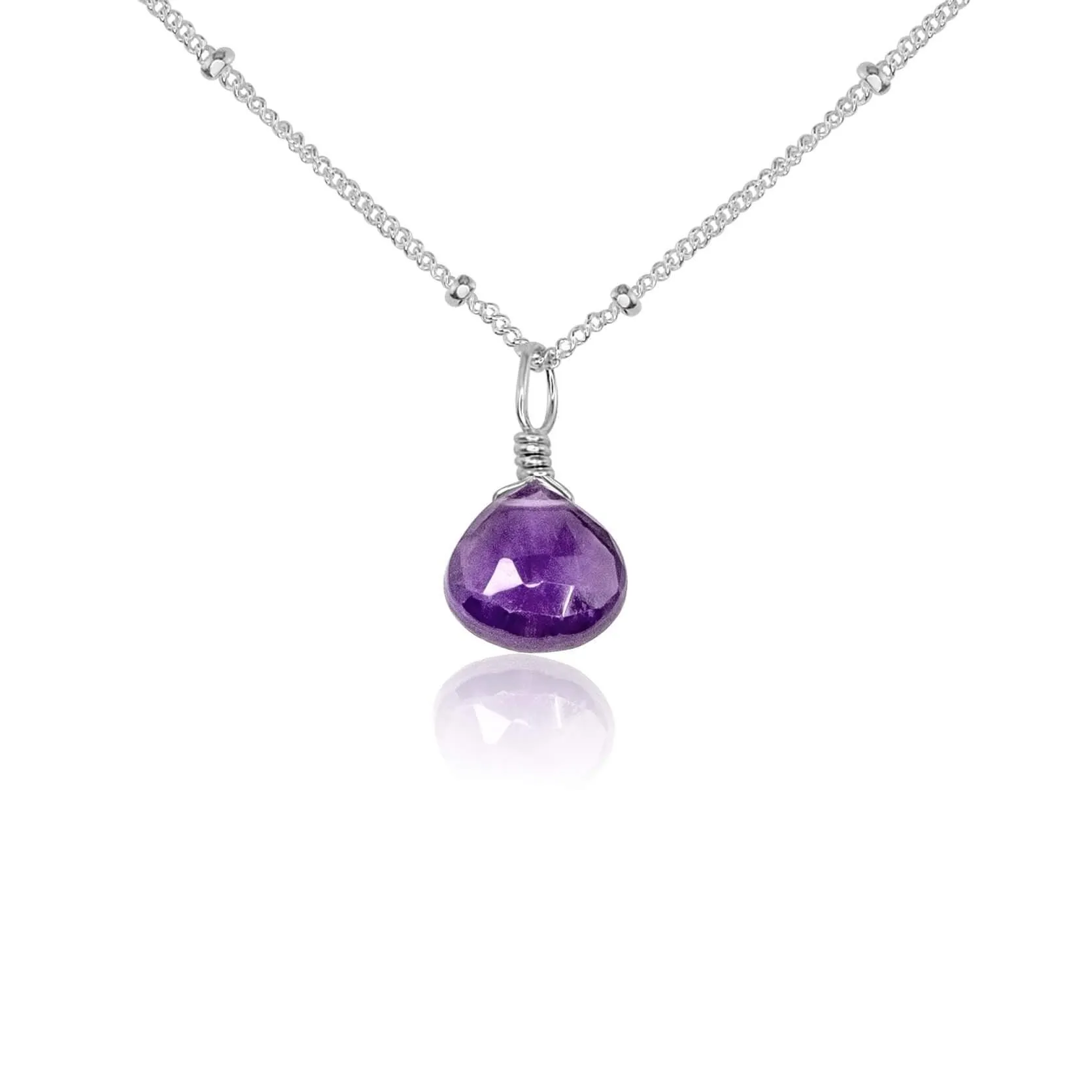 Tiny Amethyst Teardrop Crystal Necklace