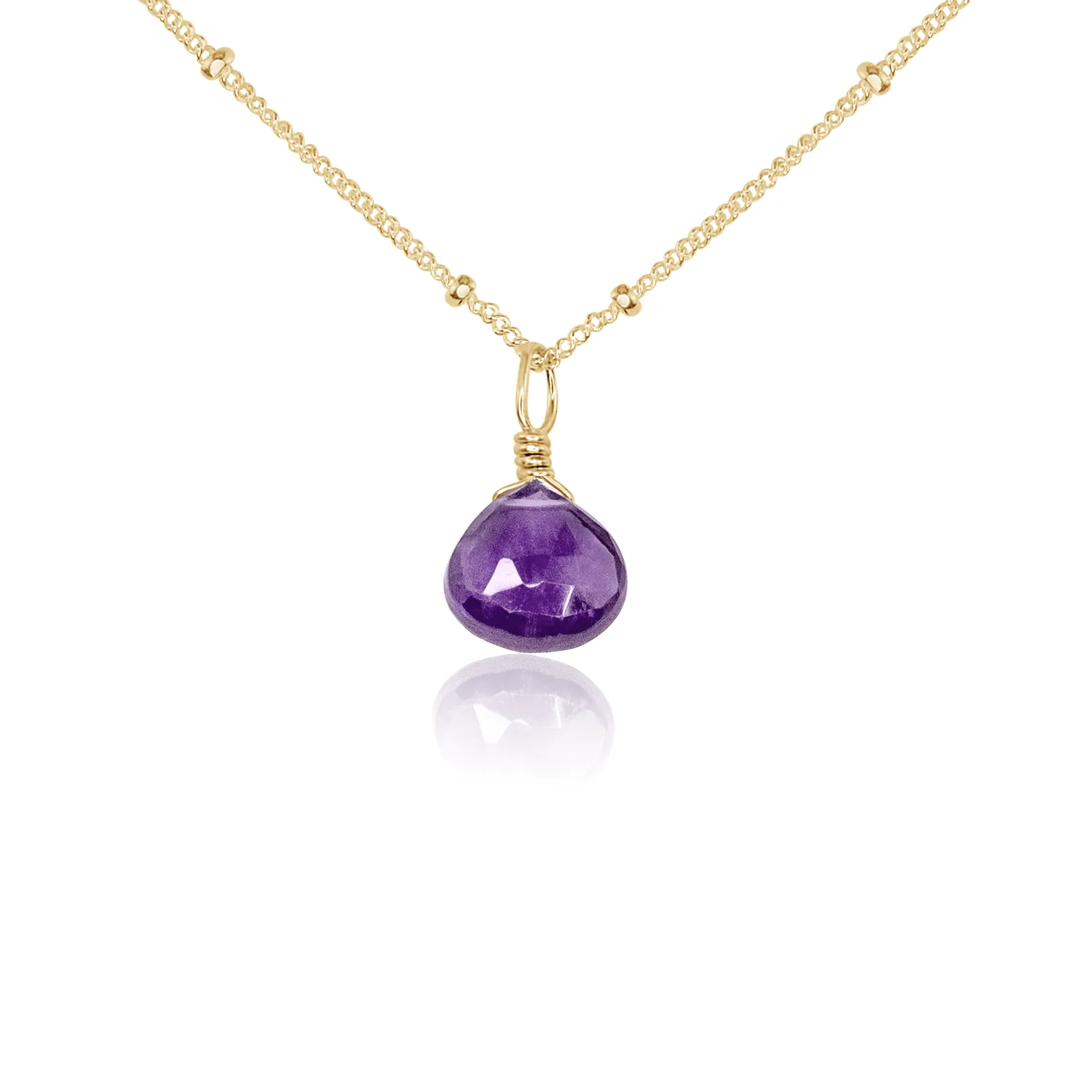 Tiny Amethyst Teardrop Crystal Necklace
