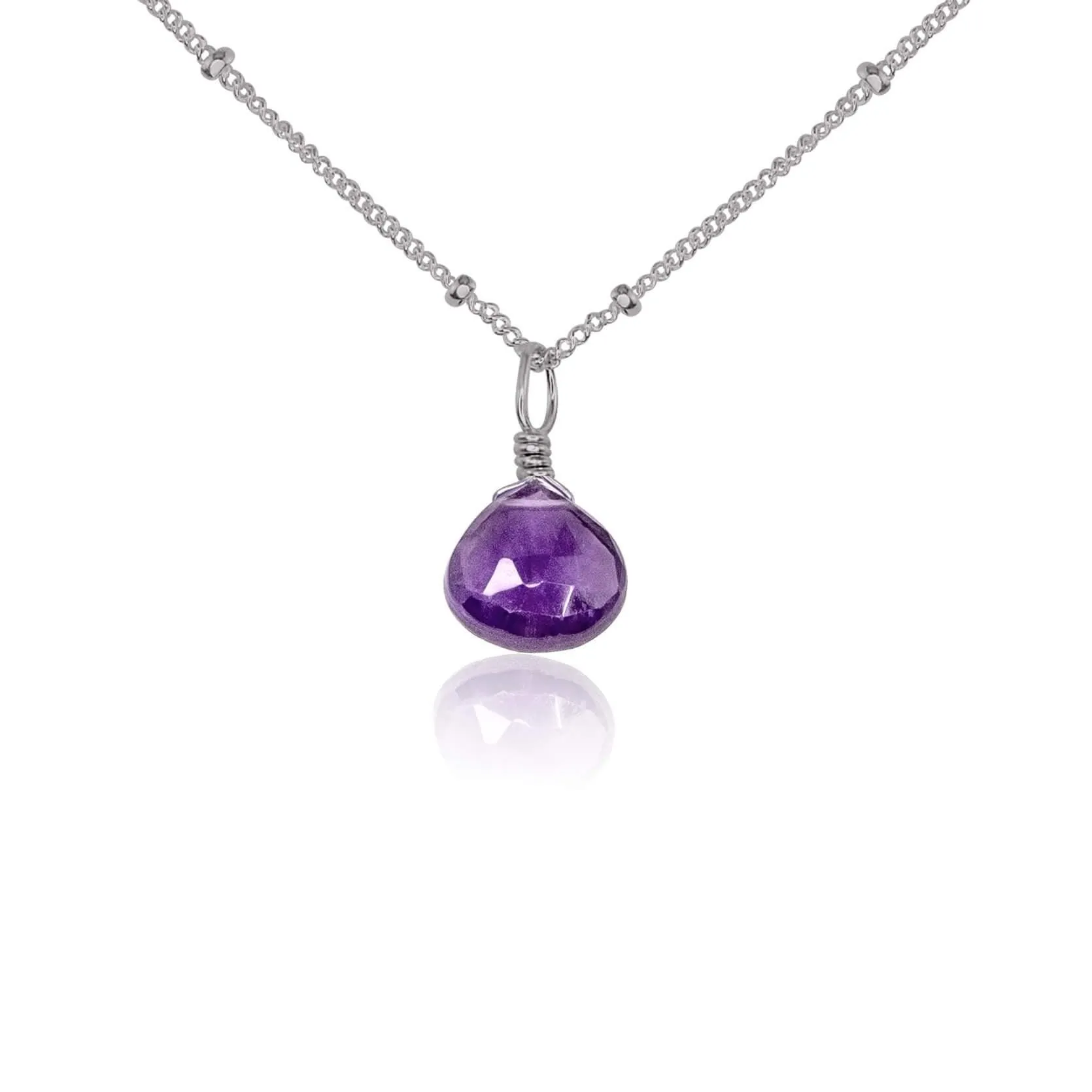 Tiny Amethyst Teardrop Crystal Necklace