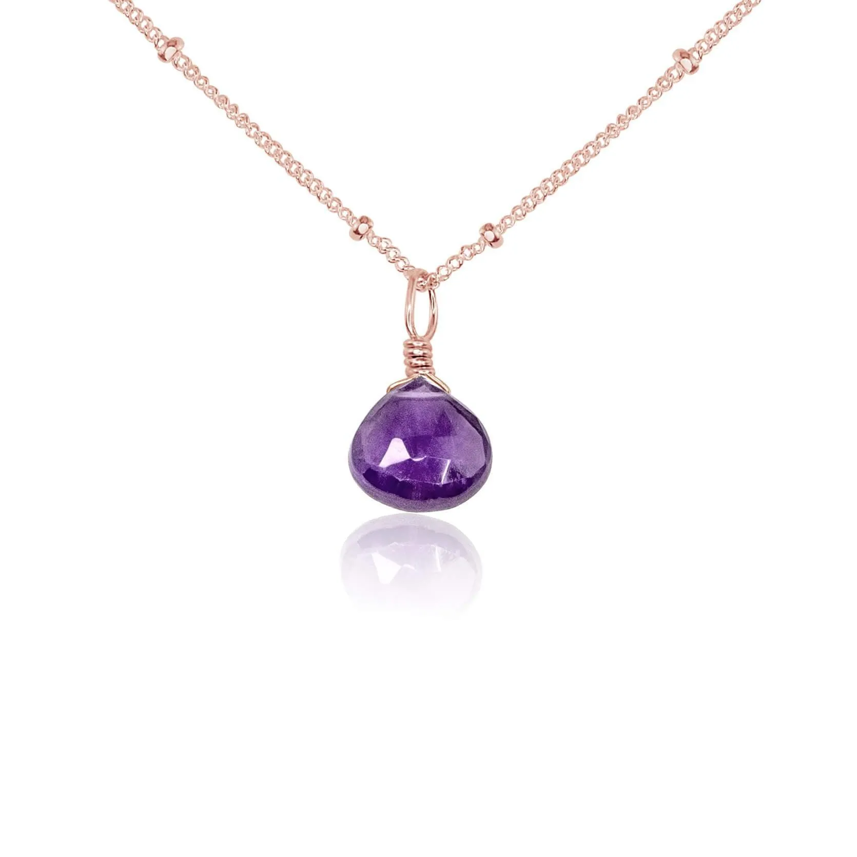 Tiny Amethyst Teardrop Crystal Necklace