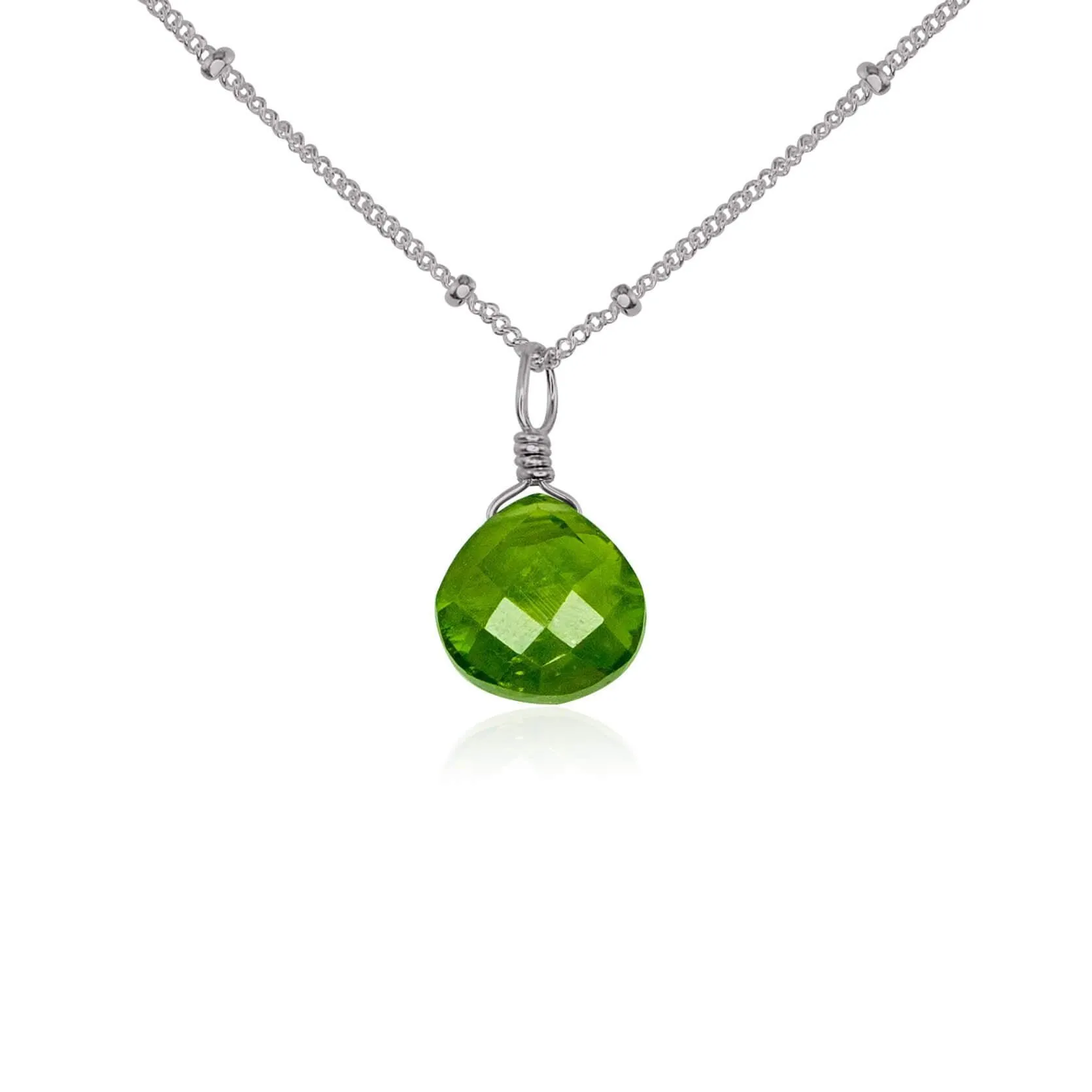 Tiny Peridot Teardrop Crystal Necklace