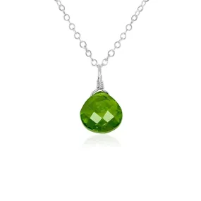 Tiny Peridot Teardrop Crystal Necklace