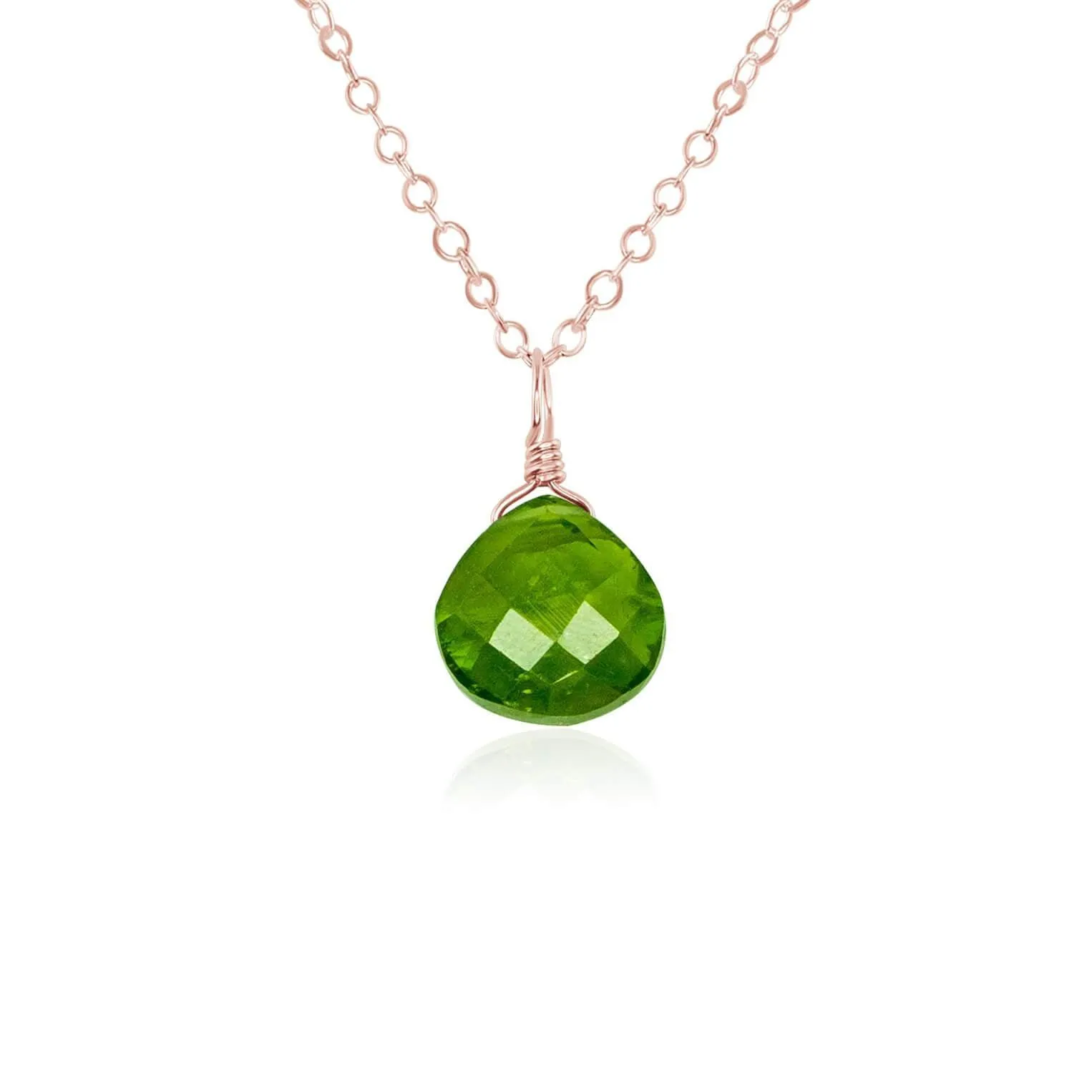 Tiny Peridot Teardrop Crystal Necklace