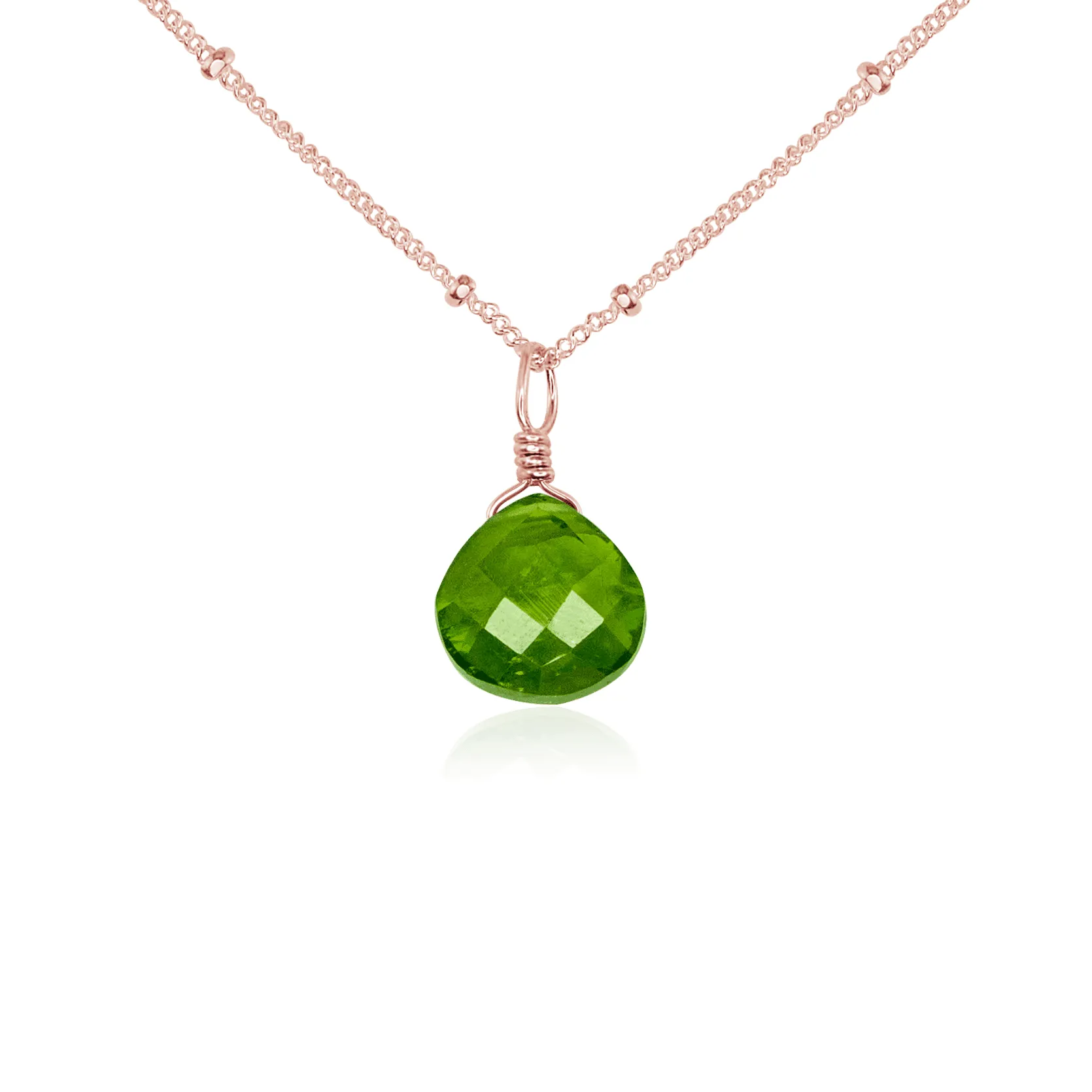 Tiny Peridot Teardrop Crystal Necklace