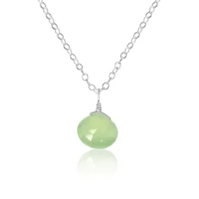 Tiny Prehnite Teardrop Crystal Necklace