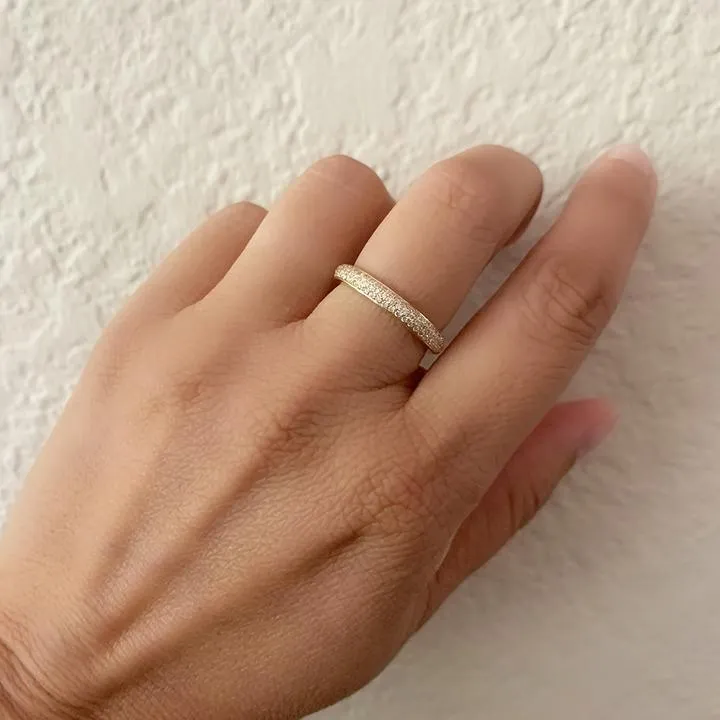 Tire White Diamond Band, Yellow Gold