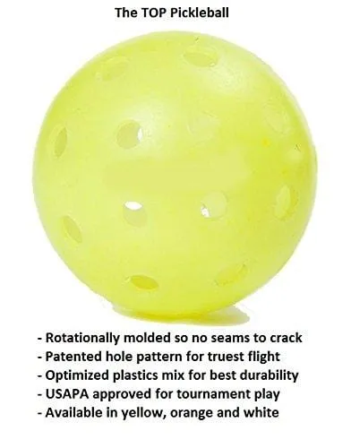 TOP ball (The Outdoor Pickleball) - DOZEN (12 Balls) - Orange - USAPA Approved for Tournament Play