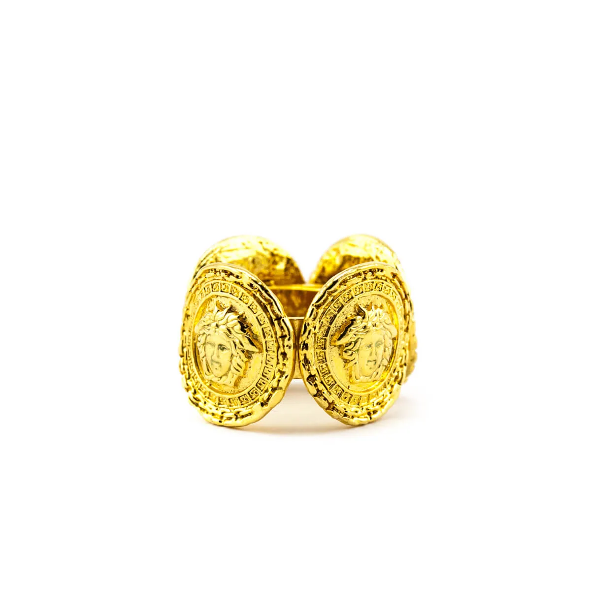 Versace Medusa Gold-Tone Scarf Ring Size 6.5