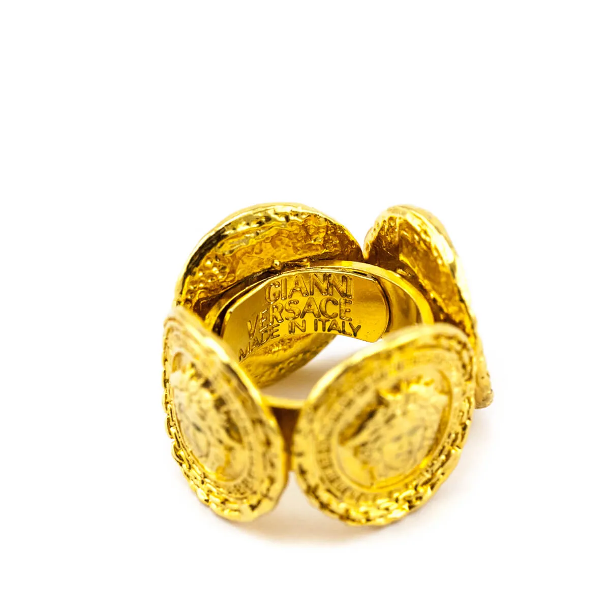 Versace Medusa Gold-Tone Scarf Ring Size 6.5